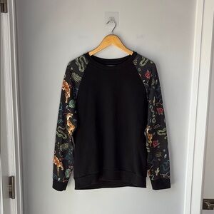 ZARA MAN XL BLACK TIGER PANTHER SNAKE JUNGLE SWEATSHIRT